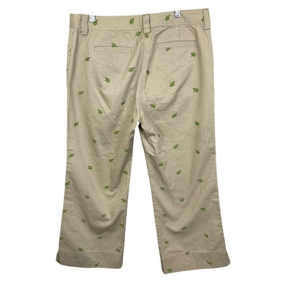 J.Crew Women’s Cropped Wide Leg Chino's Embroidered Turtles Size 8 - Picture 2 of 10